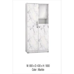 Lemari Pakaian 2 Pintu / Lemari Baju 2 Pintu Cermin Motif Marmer Wakanda