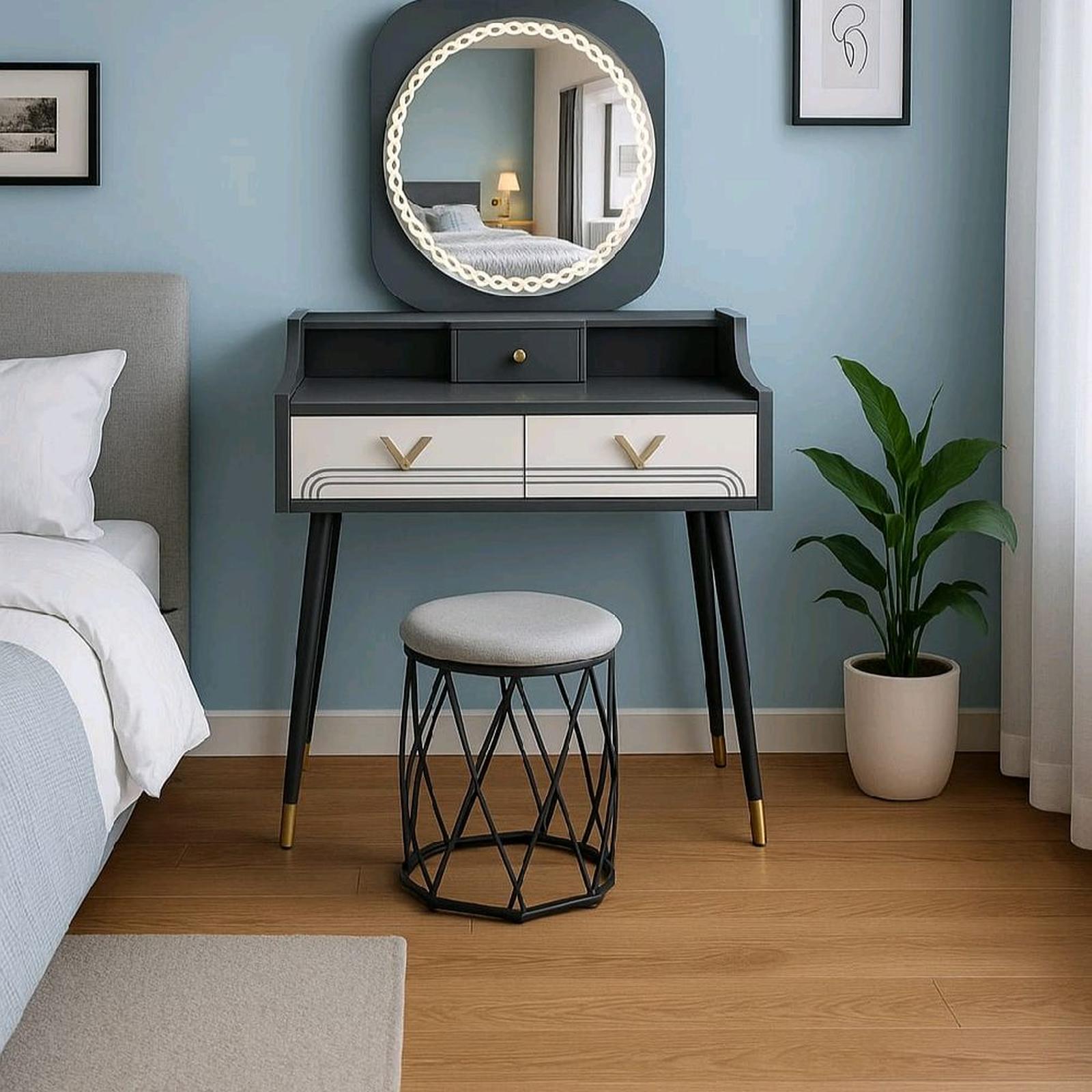 Meja Rias Lampu LED / Meja Make Up Mewah Minimalis/ Dressing Table / Meja Dandan / Meja Rias Make Up Impor Tyra Importa Lampu LED