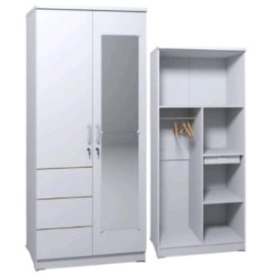Lemari Pakaian 2 Pintu / Lemari Baju 2 Pintu Putih LCSP Gstar